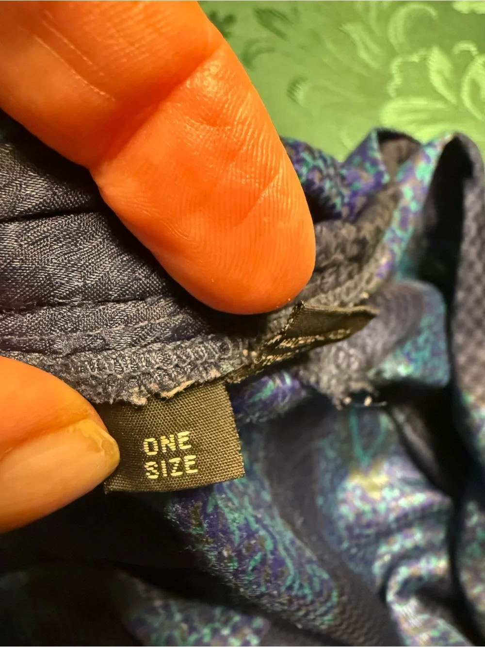 Christian Dior men’s robe one size navy green & blue peacock pattern geometric